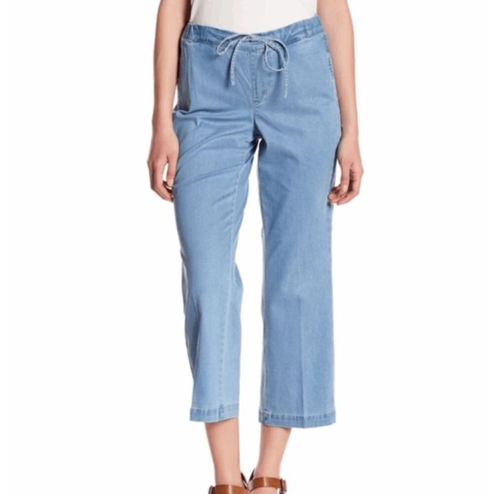 NYDY Jamie Chambray Relaxed Ankle Pants Drawstring Elastic‎ Waist Size 2